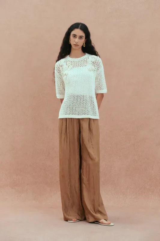 Lea Hand-crocheted Flora Top in Cotton Knit made by Fabrique