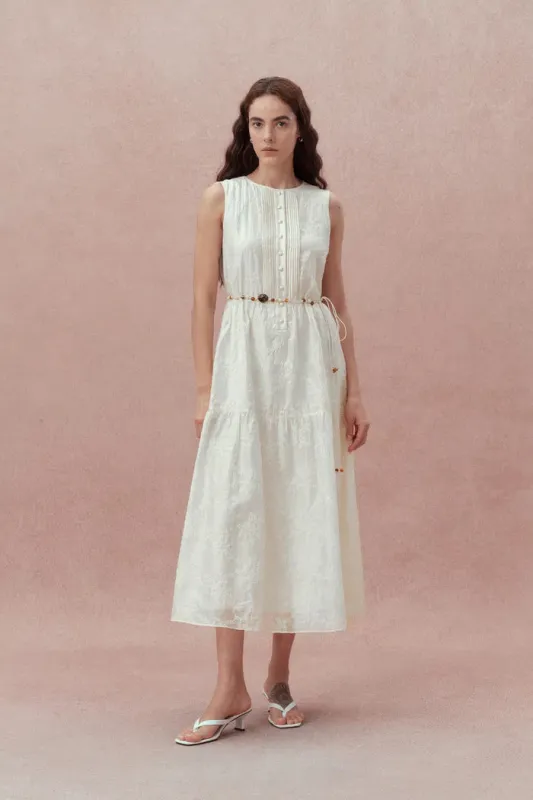Stella Sleeveless Dress in Lyocell Embroidery made by Fabrique