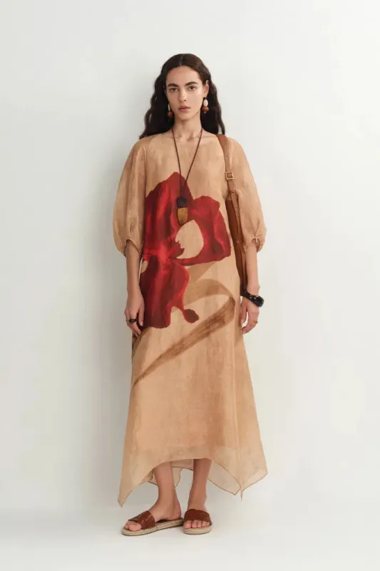 Mia Flora Print Dress in Silk-Linen made by Fabrique