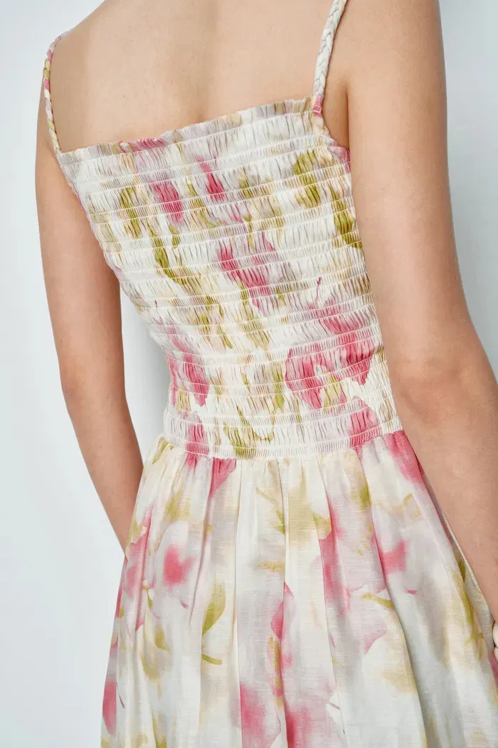 Kari Hand Woven Strap Shirred Dress in Silk-Linen Blend sold by Fabrique product image thumbnail 5