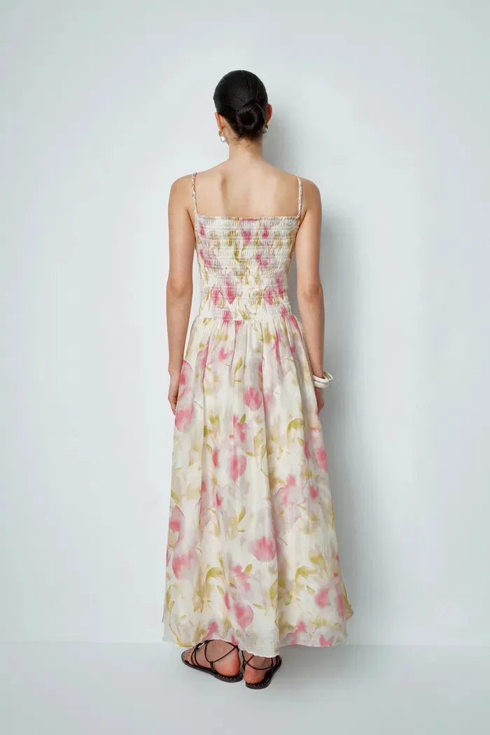 Kari Hand Woven Strap Shirred Dress in Silk-Linen Blend sold by Fabrique product image thumbnail 2