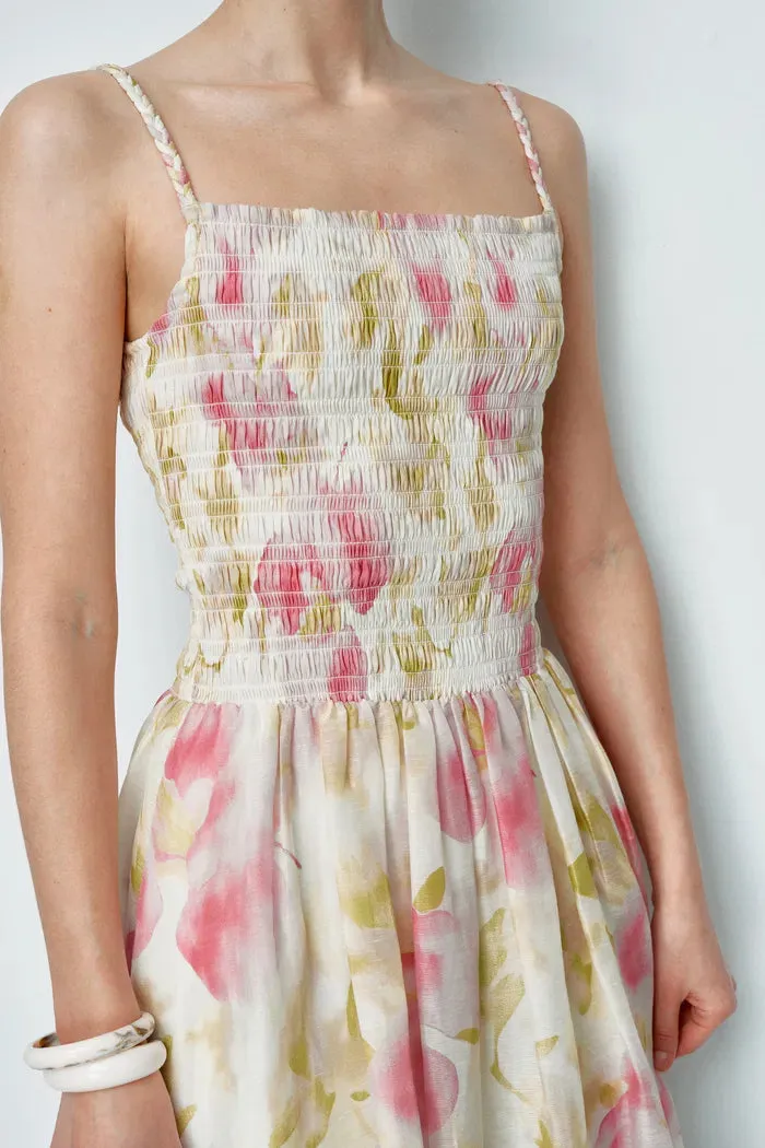 Kari Hand Woven Strap Shirred Dress in Silk-Linen Blend sold by Fabrique product image thumbnail 4
