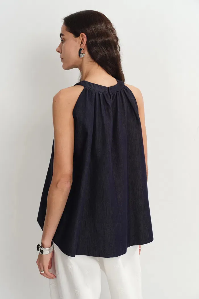 Kyra Sleeveless Vest Top in Lyocell Denim sold by Fabrique product image thumbnail 4