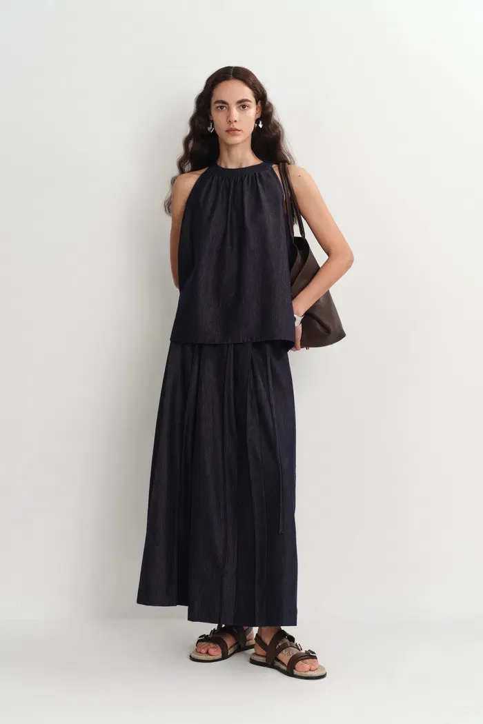 Kyra Sleeveless Vest Top in Lyocell Denim sold by Fabrique