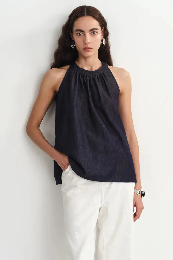 Kyra Sleeveless Vest Top in Lyocell Denim sold by Fabrique product image thumbnail 2