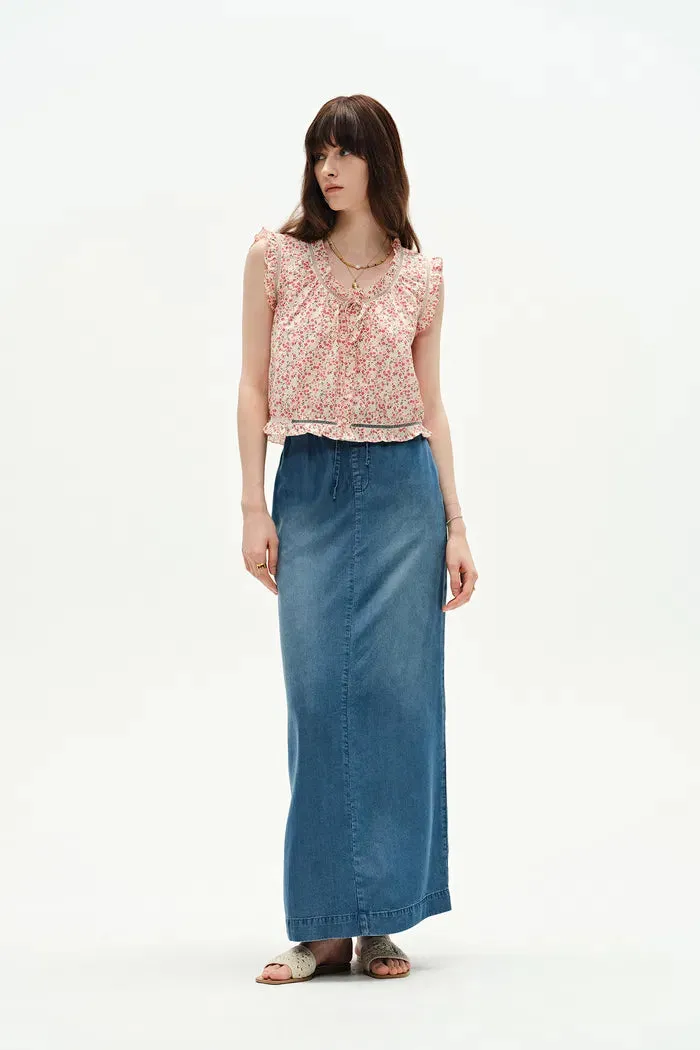 Floris Ruffled Floral Sleeveless Top in Silk-Cotton sold by Fabrique product image thumbnail 3