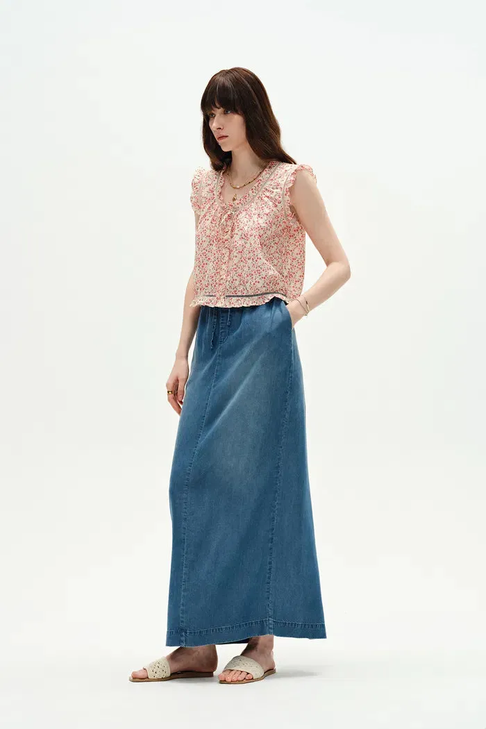 Floris Ruffled Floral Sleeveless Top in Silk-Cotton sold by Fabrique product image thumbnail 4