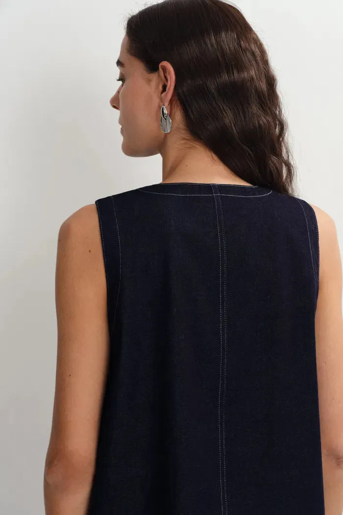 Cecilia Sleeveless Dress in Raw Denim sold by Fabrique product image thumbnail 2