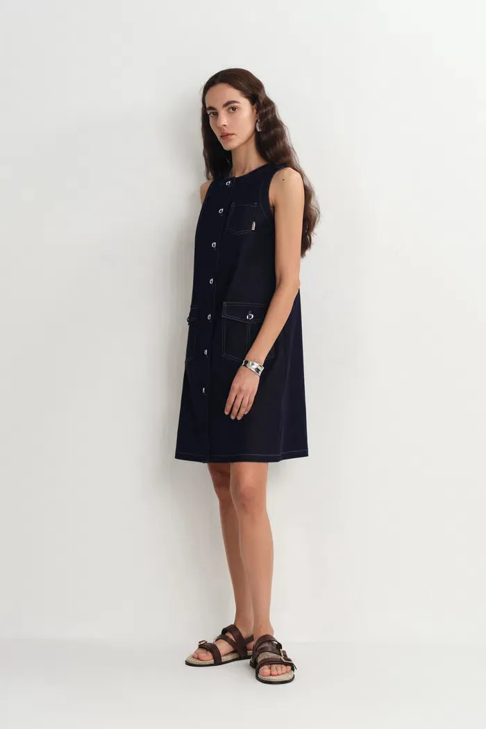 Cecilia Sleeveless Dress in Raw Denim sold by Fabrique product image thumbnail 3