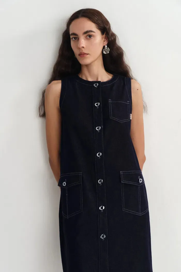 Cecilia Sleeveless Dress in Raw Denim sold by Fabrique product image thumbnail 4