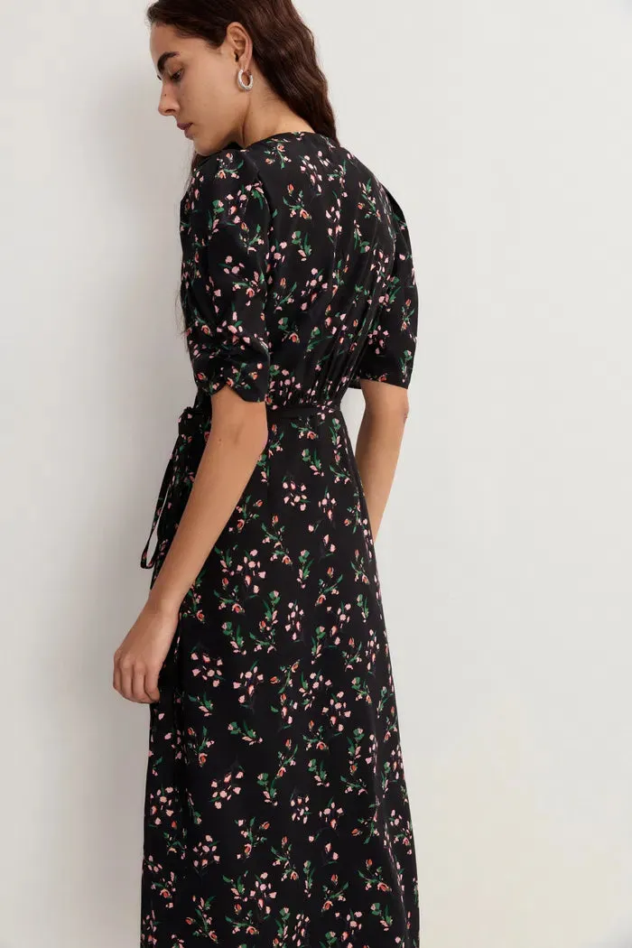 Teana V Neck Floral Dress in Mulberry Silk Crepe sold by Fabrique product image thumbnail 5