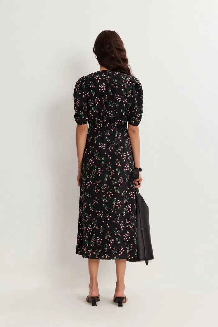 Teana V Neck Floral Dress in Mulberry Silk Crepe sold by Fabrique product image thumbnail 2