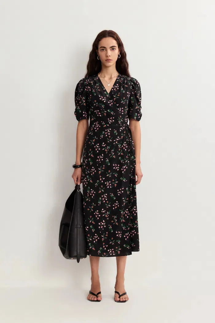 Teana V Neck Floral Dress in Mulberry Silk Crepe sold by Fabrique product image thumbnail 3