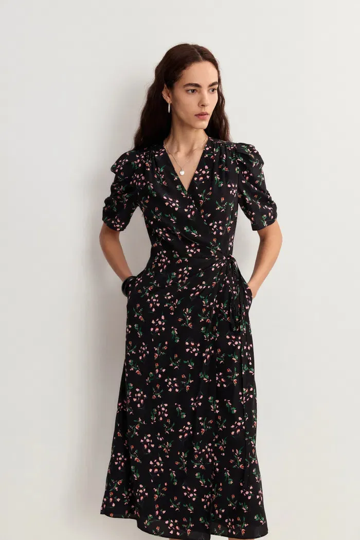 Teana V Neck Floral Dress in Mulberry Silk Crepe sold by Fabrique product image thumbnail 4