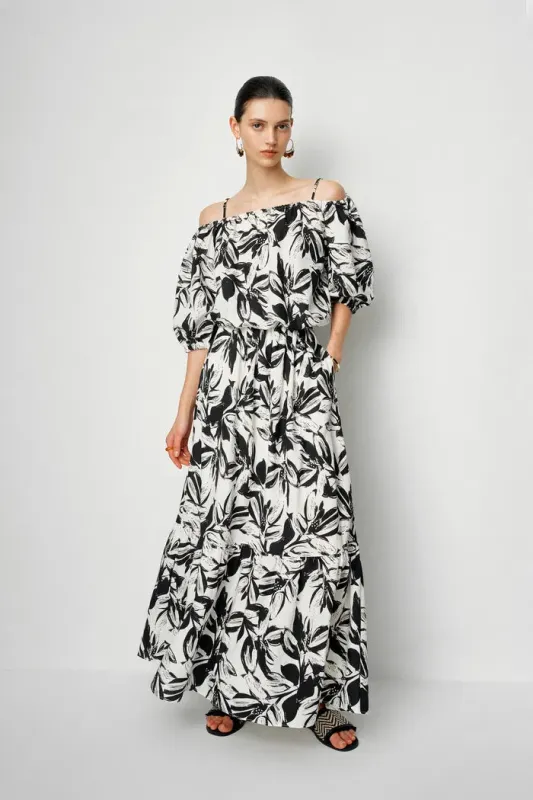 Samira Adjustable Strap Top and Maxi Skirt Matching Set in Linen made by Fabrique