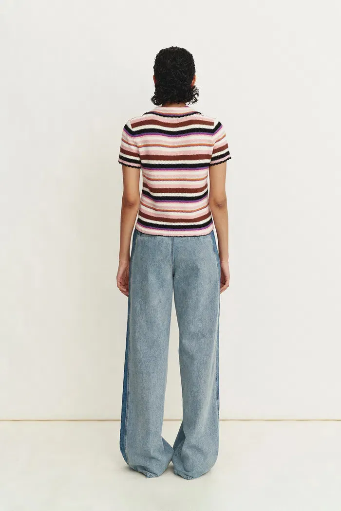 Lotty Colorful Stripe Top in Cotton Linen Blend Knit sold by Fabrique product image thumbnail 5