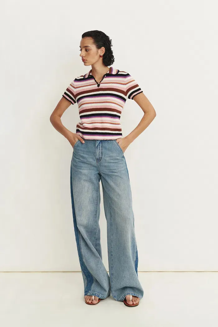 Lotty Colorful Stripe Top in Cotton Linen Blend Knit sold by Fabrique product image thumbnail 3