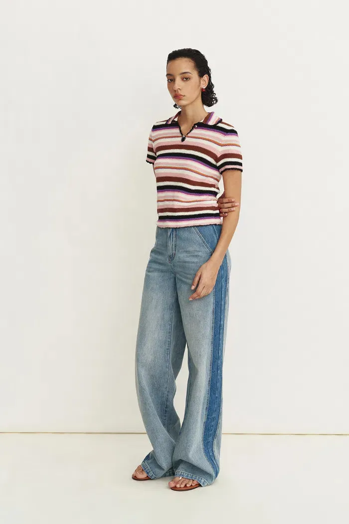 Lotty Colorful Stripe Top in Cotton Linen Blend Knit sold by Fabrique product image thumbnail 4
