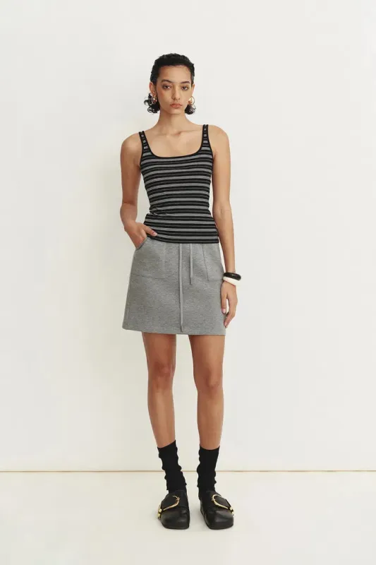 Liz Square Neck Body Con Sleeveless Tank Top in High-Stretch Ribbed Knit made by Fabrique