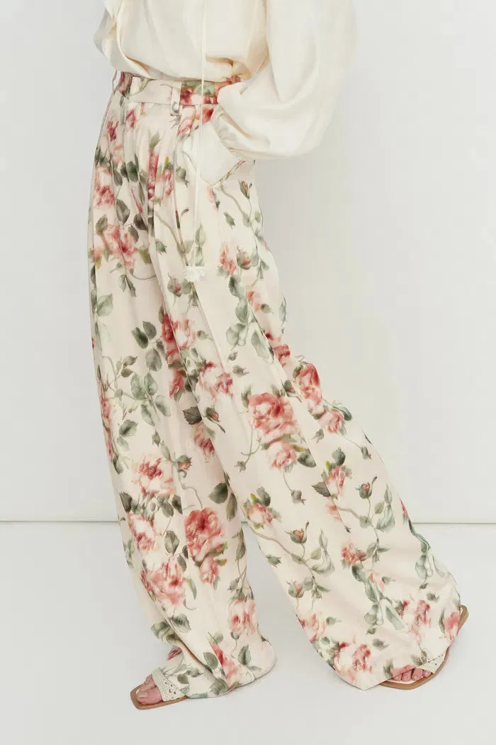 Penny Flora Wide Leg Pants in Mulberry Silk sold by Fabrique