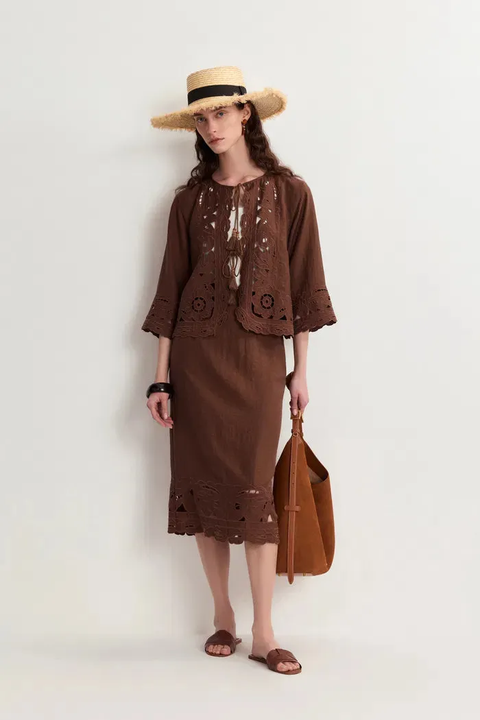 Amalia Openwork Blouse and Skirt Matching Set sold by Fabrique