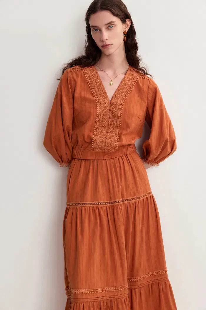 Sybilla Tiered Openwork Maxi Skirt in Cotton sold by Fabrique product image thumbnail 4