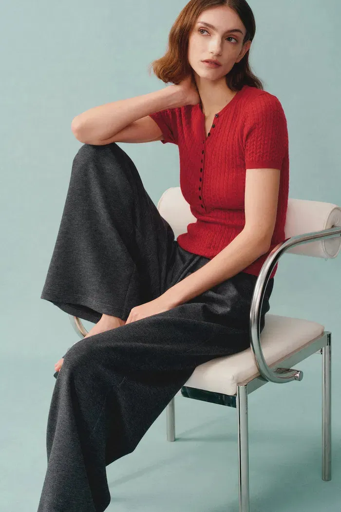 Kelly Pleated Wide Leg Track Pants in Cotton Modal Blend sold by Fabrique product image thumbnail 3