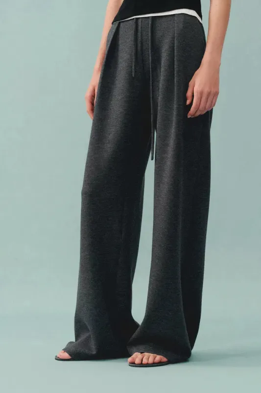 Kelly Pleated Wide Leg Track Pants in Cotton Modal Blend made by Fabrique
