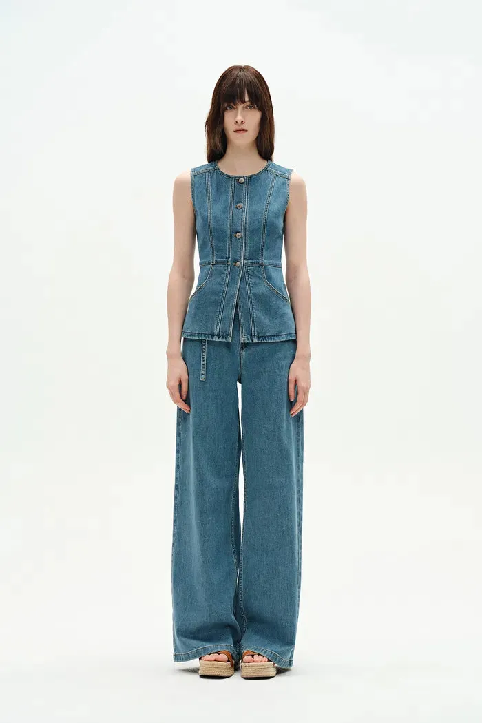 Selena Sleeveless Vest Top in Technical Lyocell Denim sold by Fabrique product image thumbnail 3
