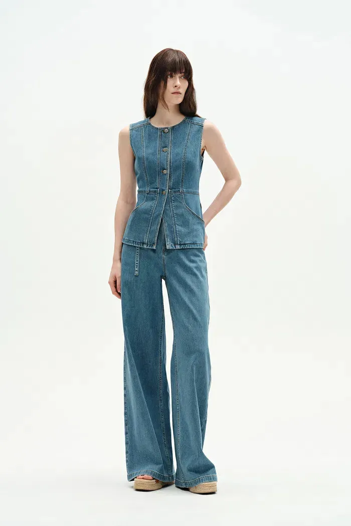 Selena Sleeveless Vest Top in Technical Lyocell Denim sold by Fabrique product image thumbnail 5