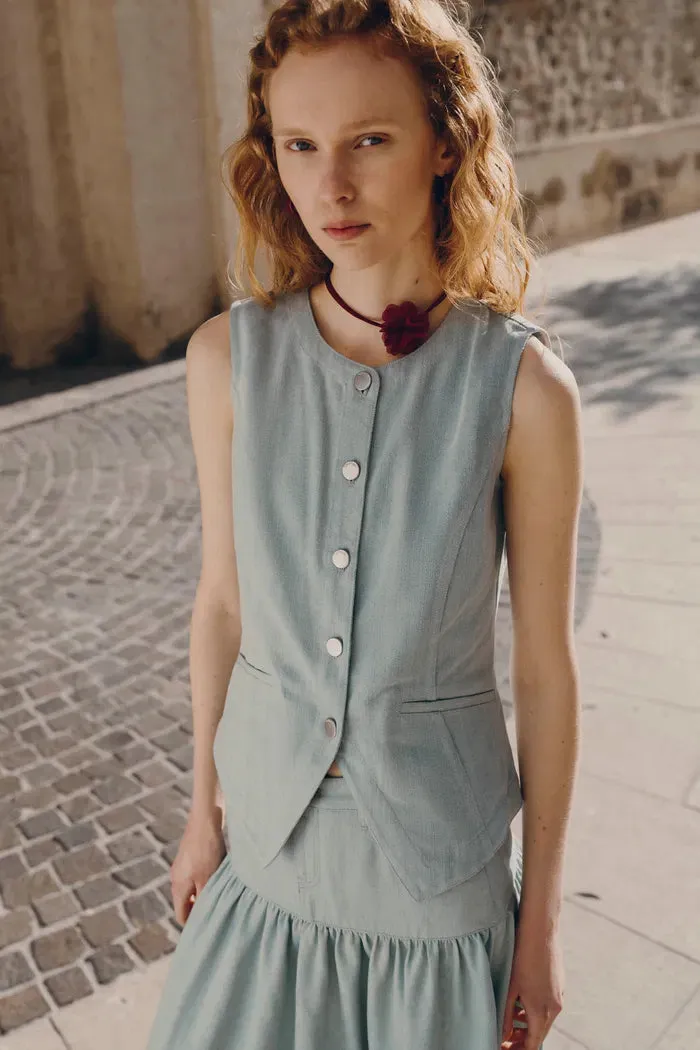 Elodie Denim Vest in Summer Denim sold by Fabrique product image thumbnail 2