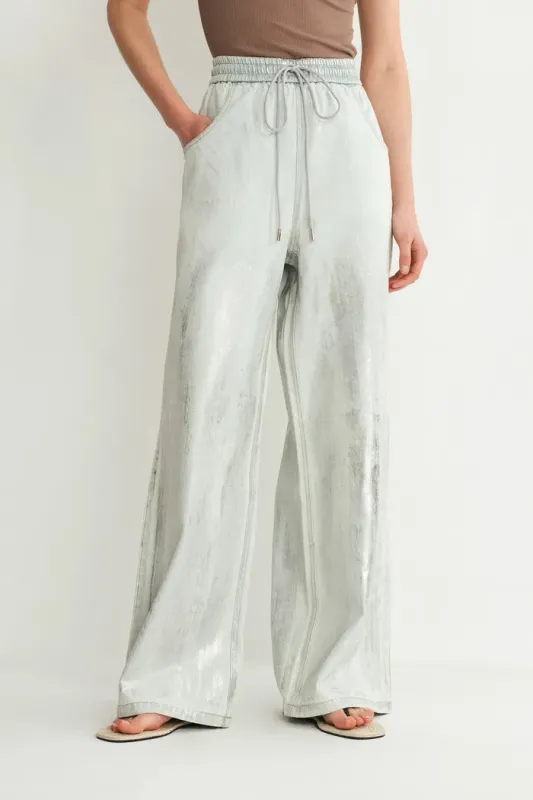 Galaxy Shimmer Coated Wide Leg Jeans in Summer Denim made by Fabrique