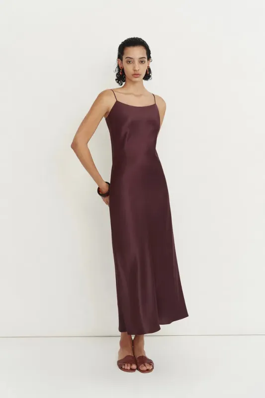Emma Silky Thin Strap Slip Dress in Lustrous Acetate made by Fabrique