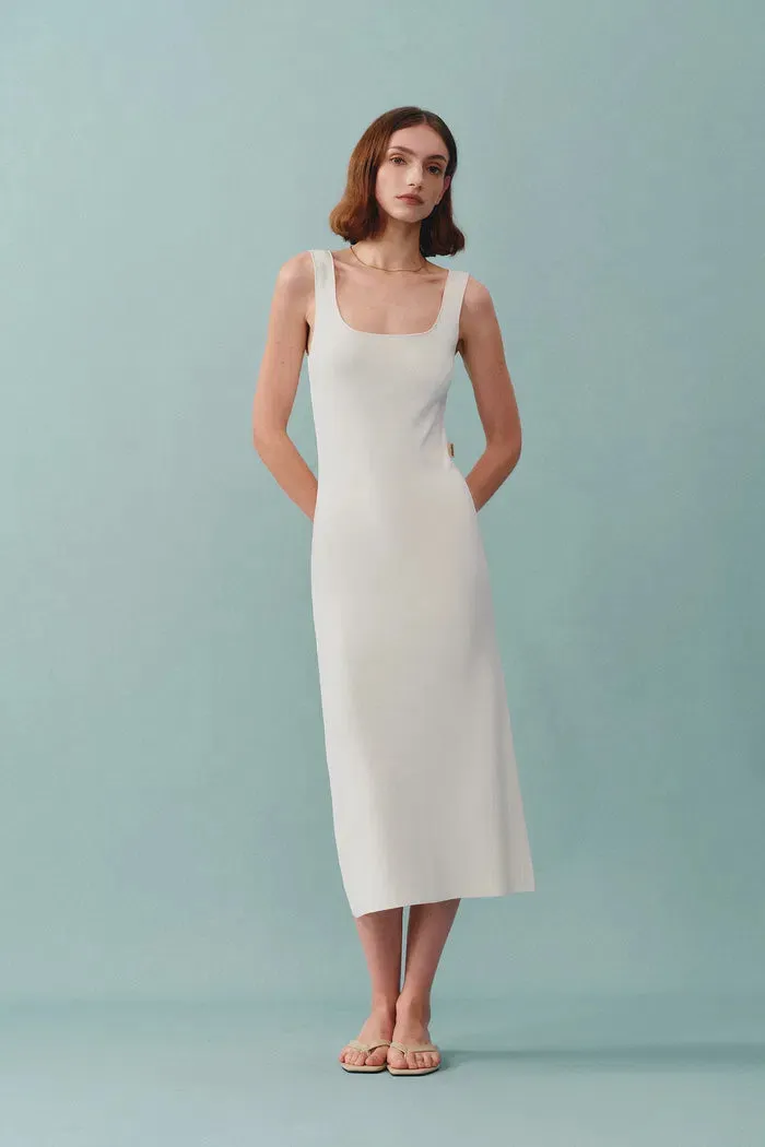 Hera Wide Sleeveless Strap Dress in Stretch Yarn Knit sold by Fabrique