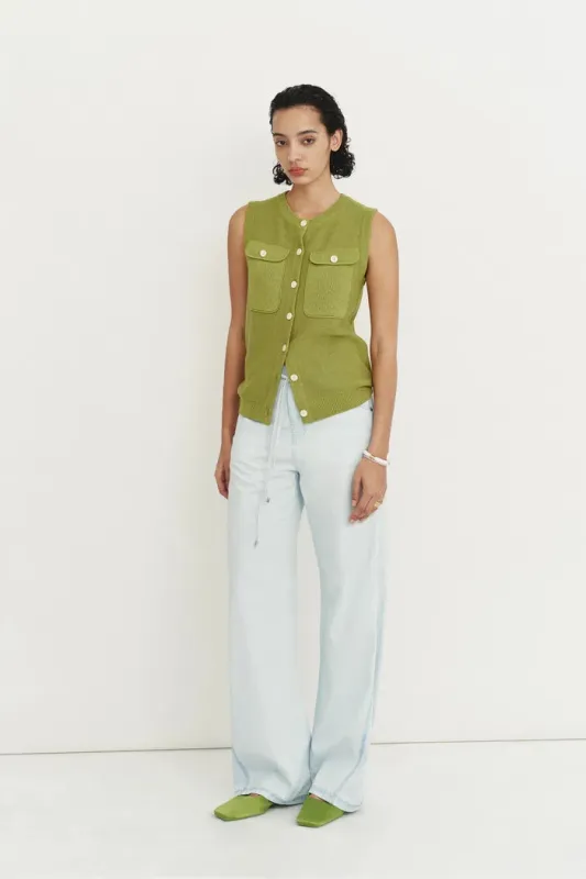 Winnie Sleeveless Knit Vest Top in Linen Blend made by Fabrique