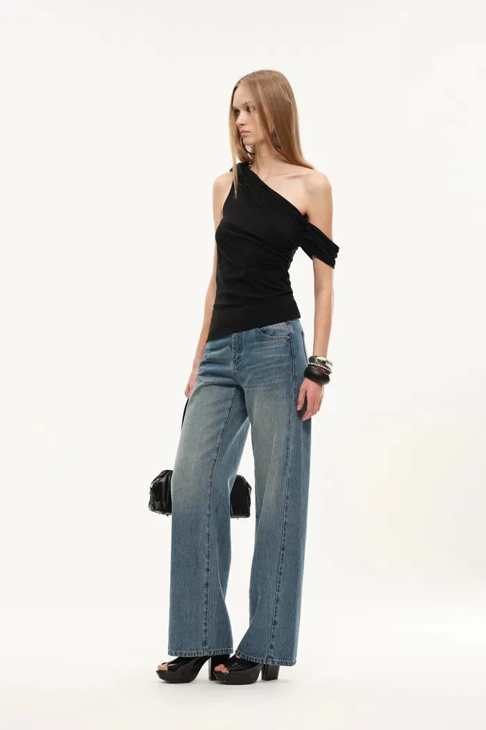Overture One-Shoulder Ruched Top in Four Way Stretch Fabric sold by Fabrique product image thumbnail 4