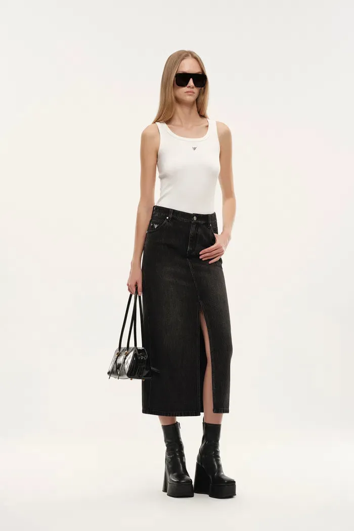 Tenebrae Midi Slit Skirt in Thin Denim sold by Fabrique product image thumbnail 2