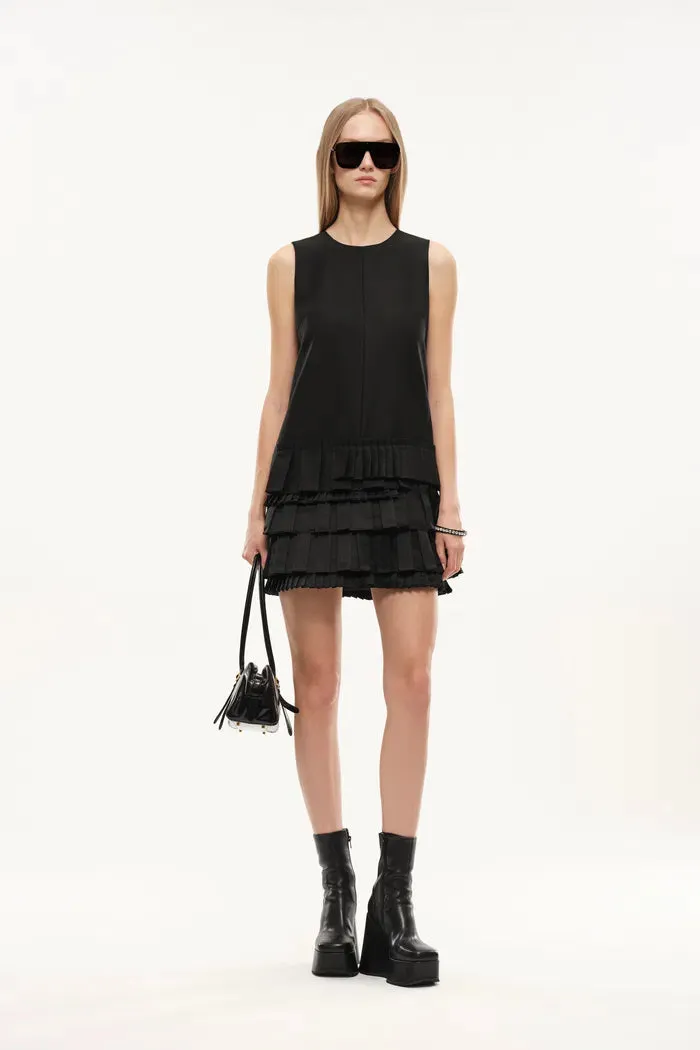 Sonata Asymmetric Pleated Hem Sleeveless Dress in Lightweight Blend sold by Fabrique product image thumbnail 5