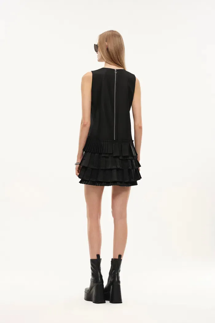 Sonata Asymmetric Pleated Hem Sleeveless Dress in Lightweight Blend sold by Fabrique product image thumbnail 2