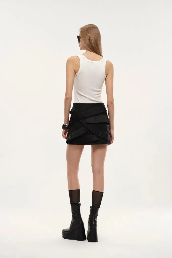 Maze Asymmetric Pleat Skirt in Lightweight Blend sold by Fabrique product image thumbnail 3