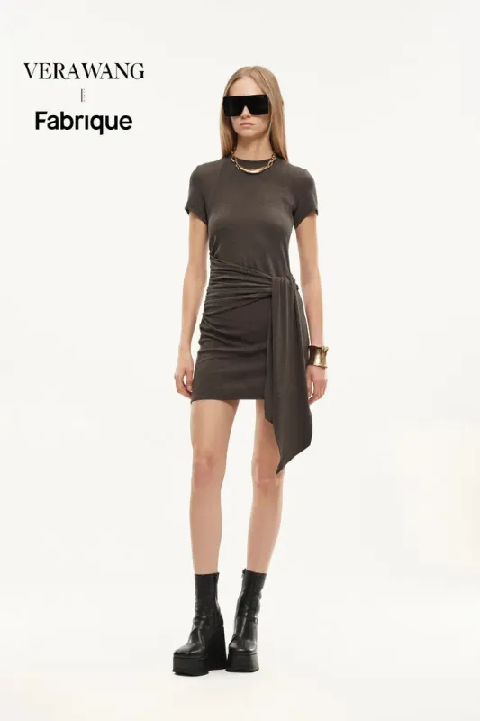 Vestige Tie Up Waist Dress in Cotton Knit made by Fabrique