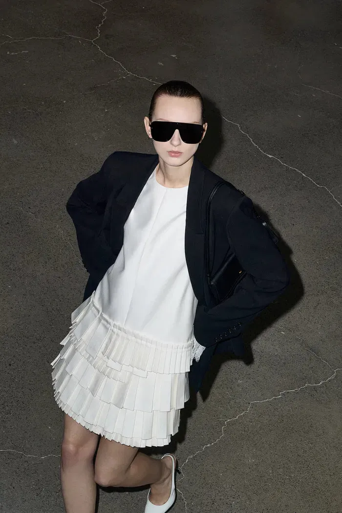 Alice Layered Asymmetric Accordion Dress in Lightweight Blend sold by Fabrique product image thumbnail 3