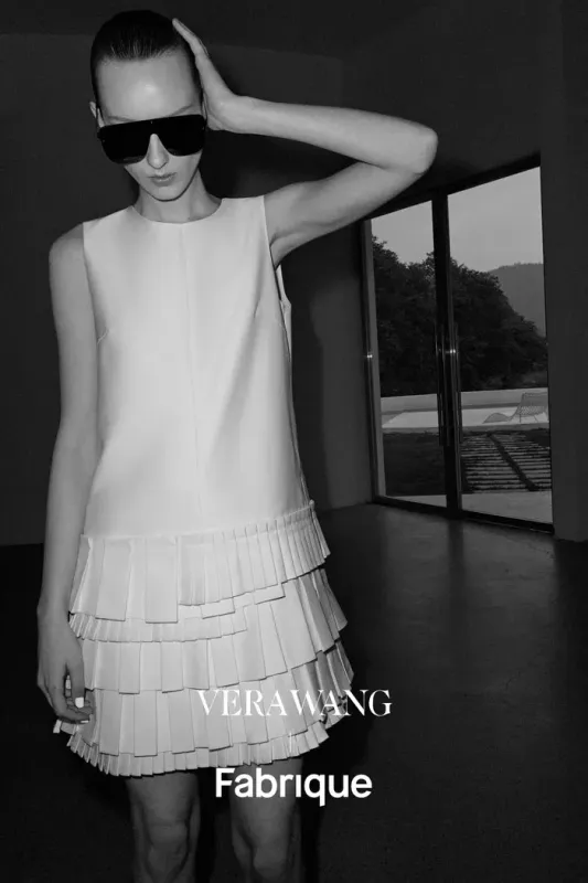 Alice Layered Asymmetric Accordion Dress in Lightweight Blend made by Fabrique