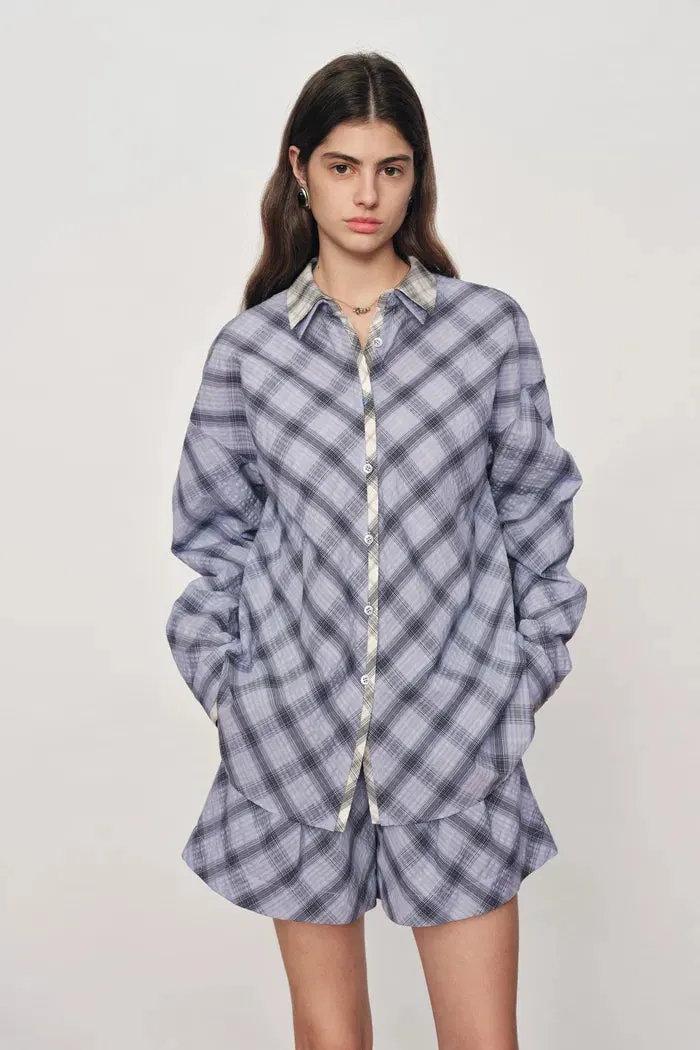 Lia Plaid Layered look Shirt and Shorts Set in Bubble cotton sold by Fabrique product image thumbnail 2