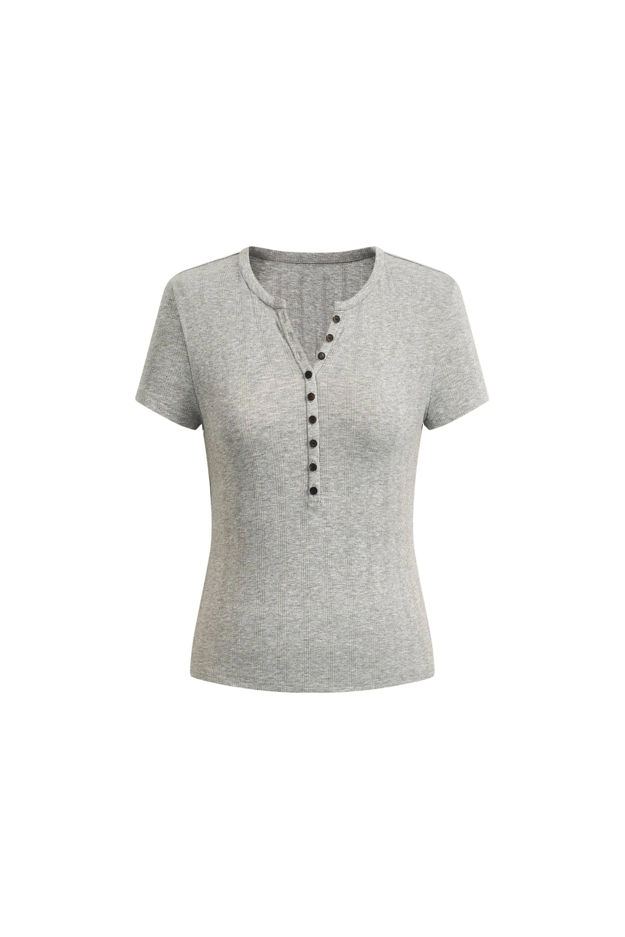 Devi Henley Collar Short Sleeve in Cotton Knit sold by Fabrique product image thumbnail 5