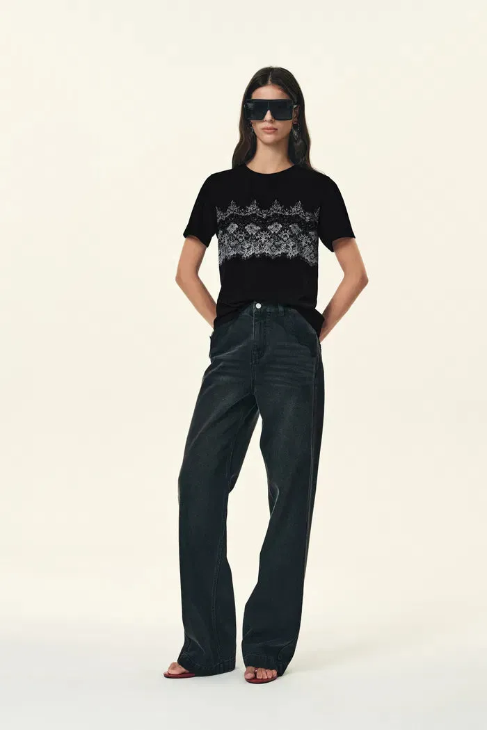 Harper Couture-inspired Lace Print T-Shirt in Cotton sold by Fabrique