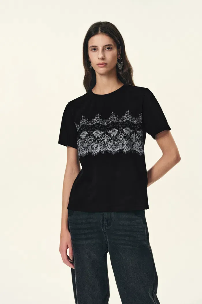Harper Couture-inspired Lace Print T-Shirt in Cotton sold by Fabrique product image thumbnail 2