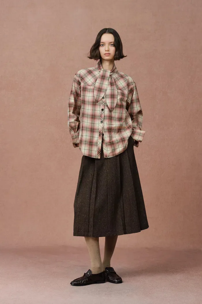 Stella Bunny Ear Collar Checkered Shirt in Cotton sold by Fabrique