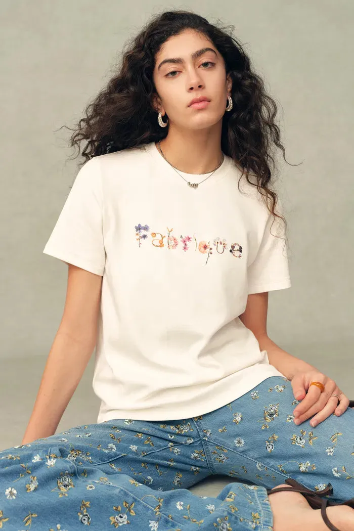 Lyra Hand-Painted Floral Logo T-Shirt in Cotton sold by Fabrique product image thumbnail 2