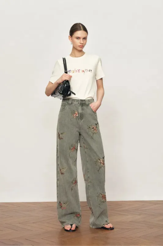 Lyra Hand-Painted Floral Logo T-Shirt in Cotton made by Fabrique